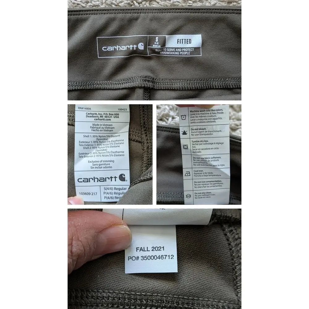 NWT Carhartt Force Fitted Lightweight Utility Legging S(4-6) Dark Green BN3609-W - Picture 4 of 7